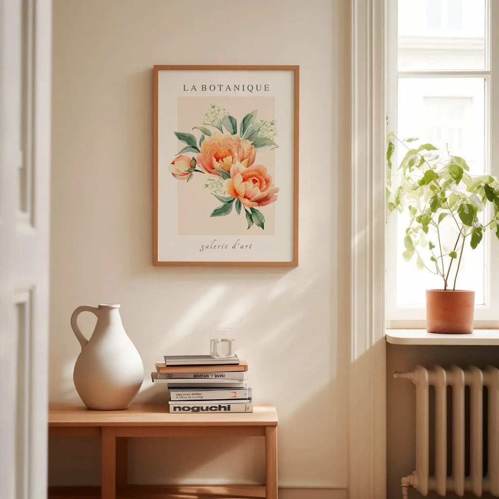 Peach Peony Watercolour Poster