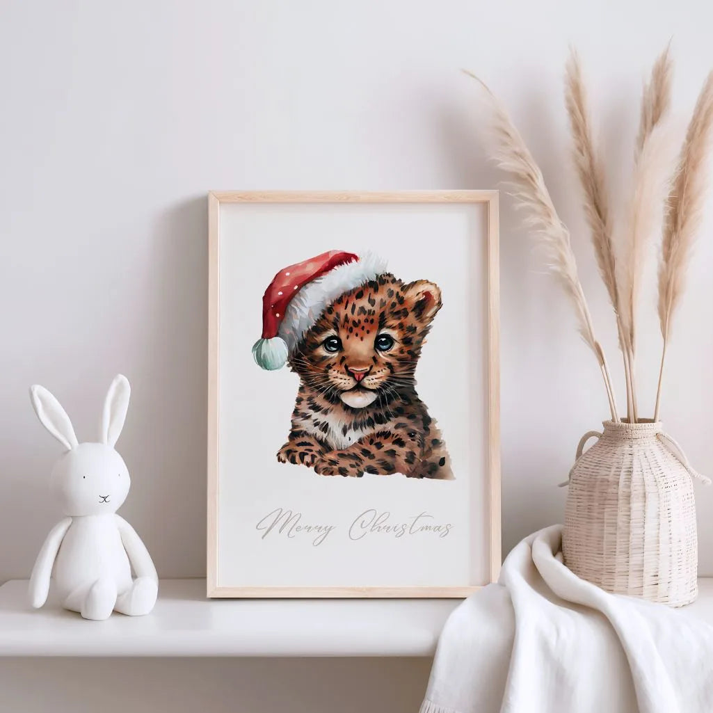 Christmas Leopard Cub Poster
