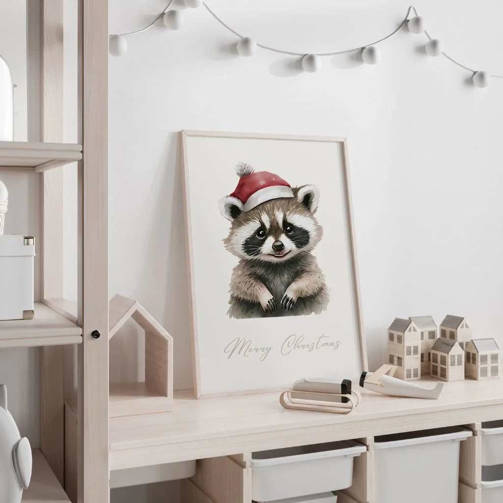 Christmas Raccoon Poster