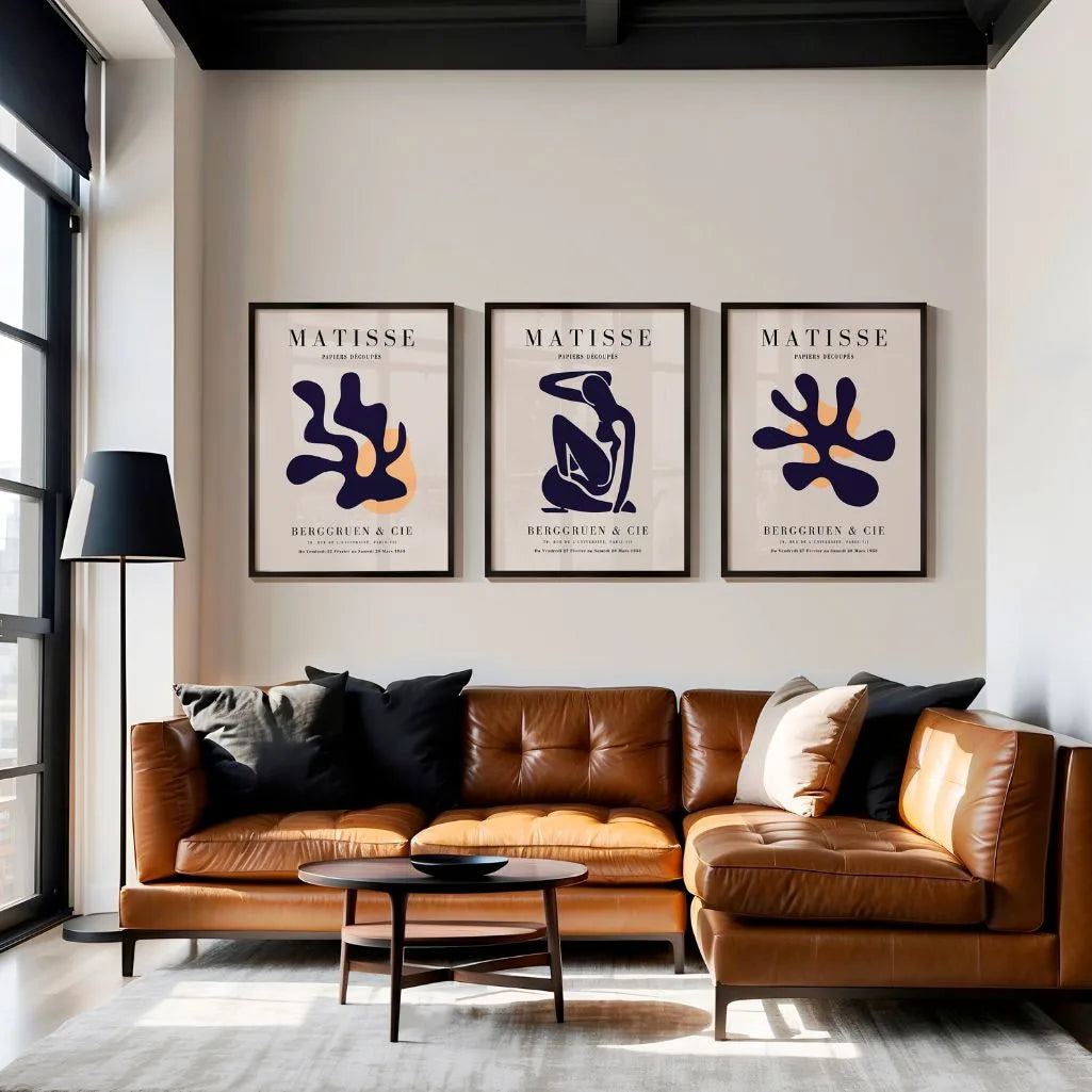 Henri Matisse Nu Bleu Navy Set of 3 Posters
