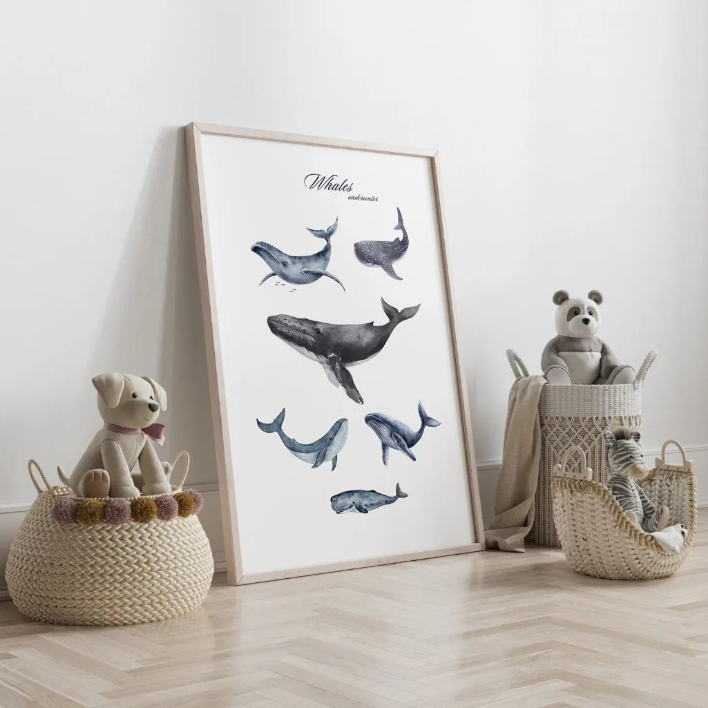 Underwater Whales Poster