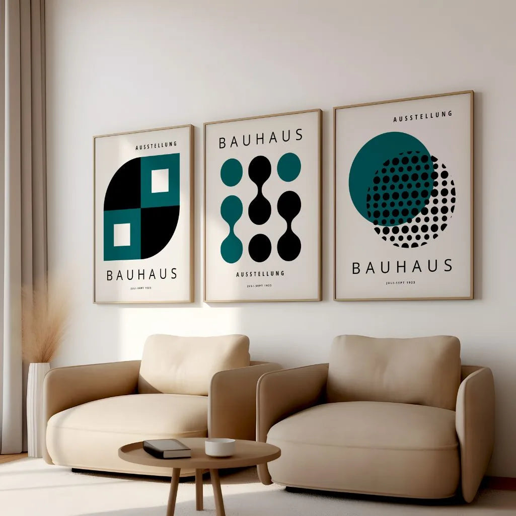 Bauhaus Weimar Green Contrast Set of 3 Posters