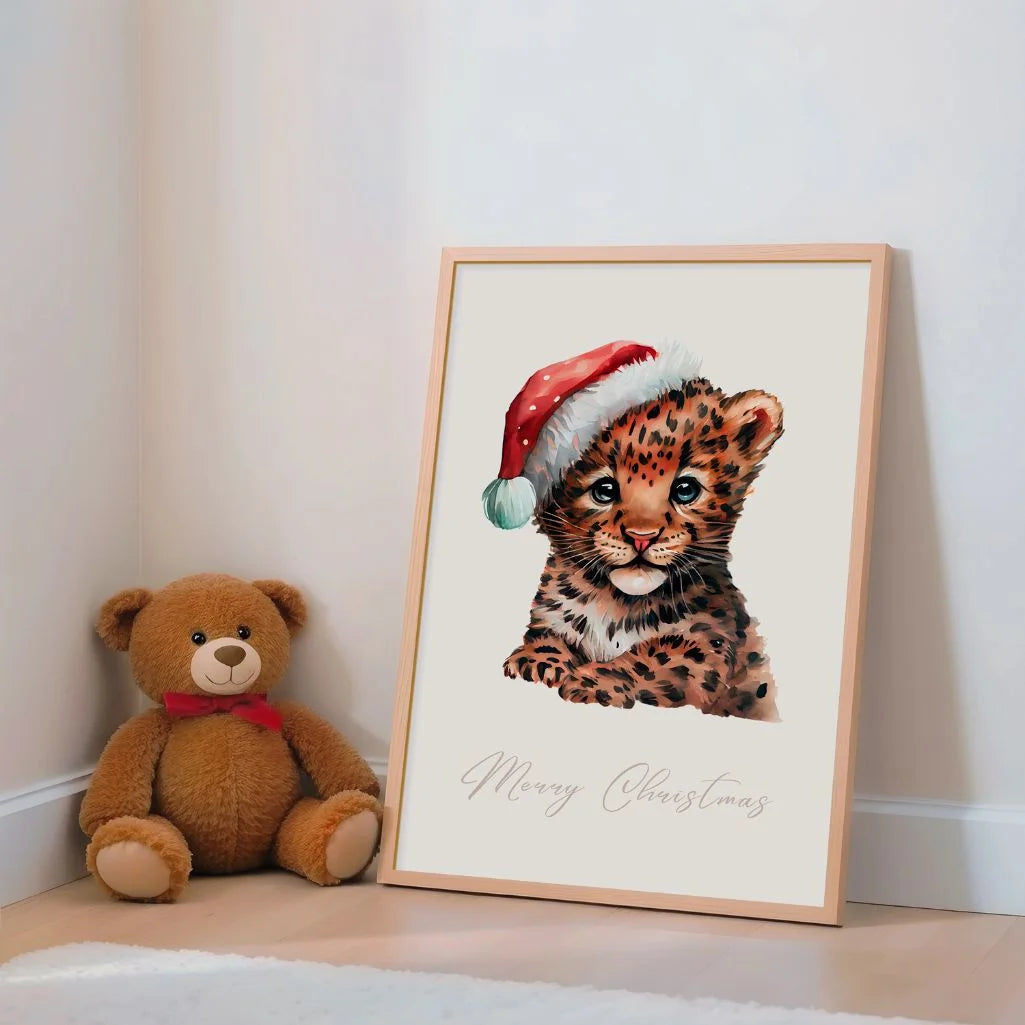 Christmas Leopard Cub Poster