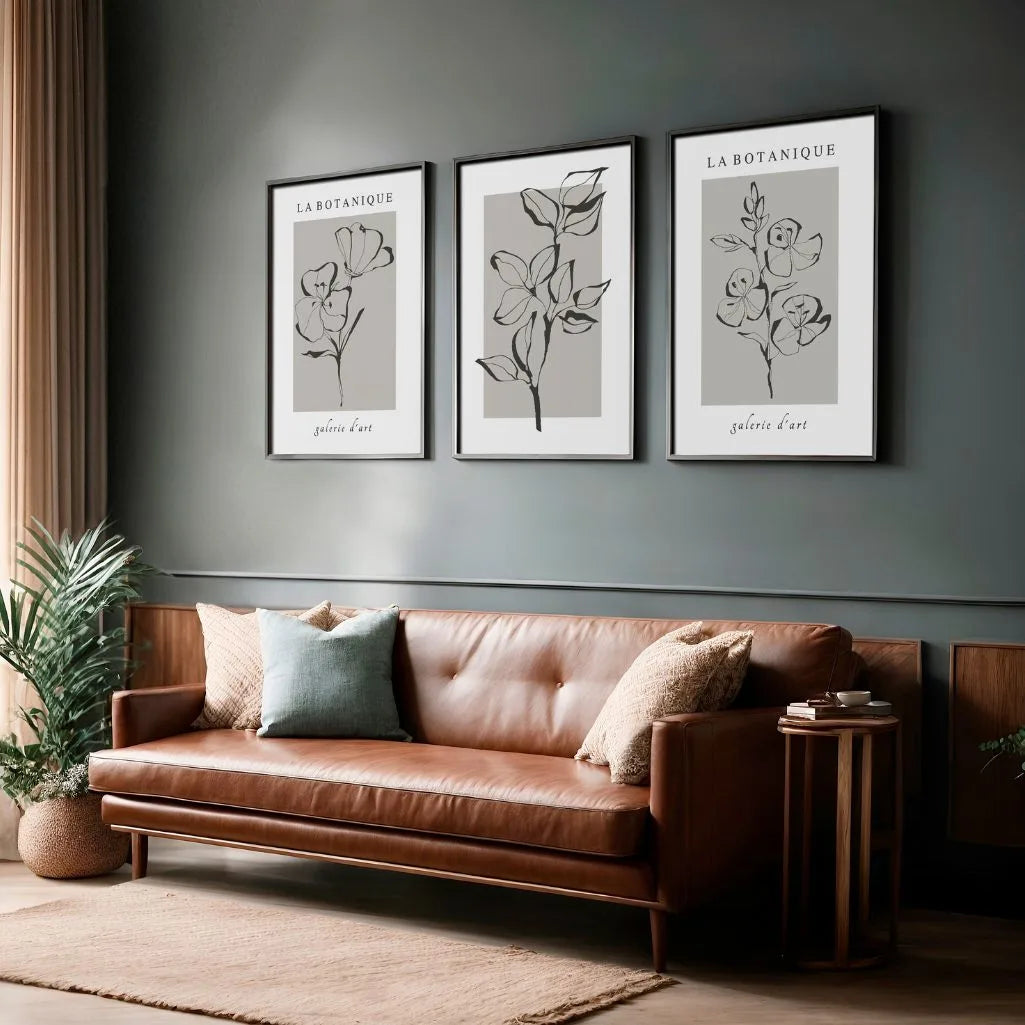 La Botanique Line Art Prints – Neutral Botanical Set of 3
