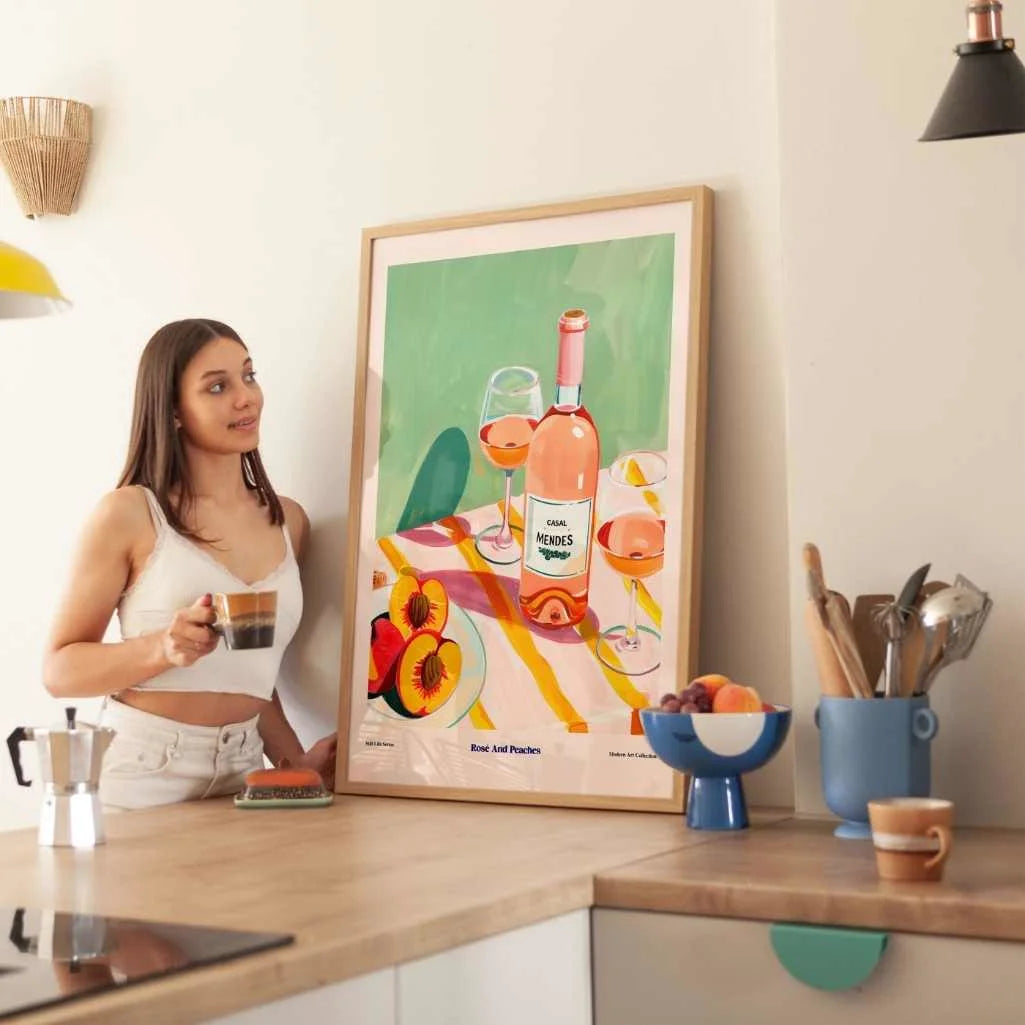 Rosé And Peaches Poster