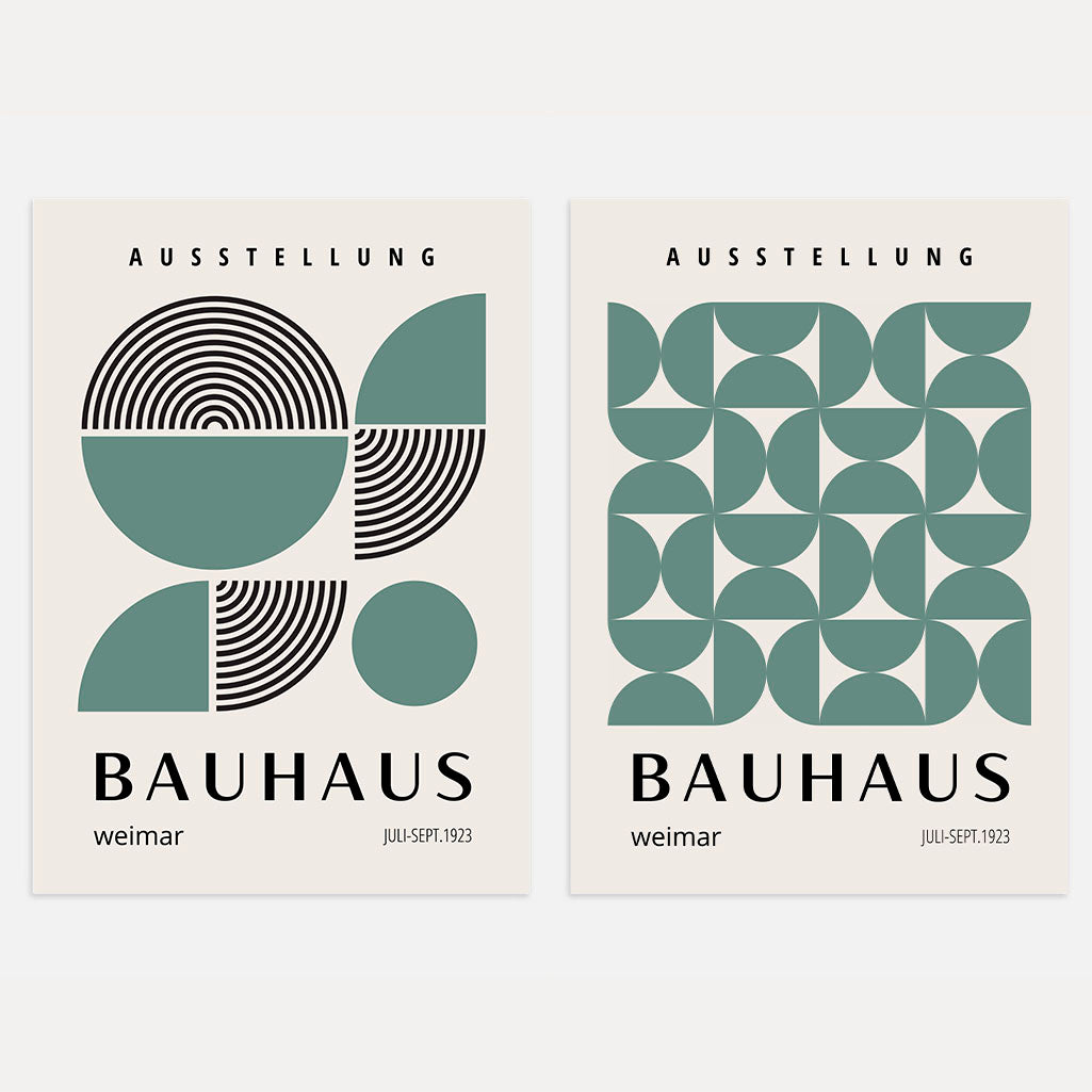 bauhaus mint geometry poster set 2 modern wall art