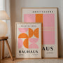 bauhaus pink orange geometric poster detail