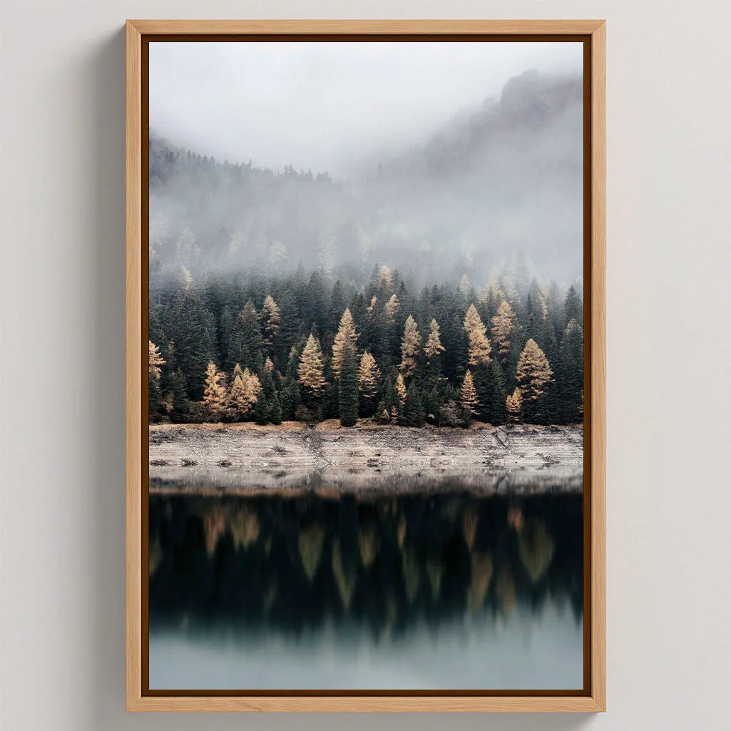 Framed Canvas Print Morning Fog Lake