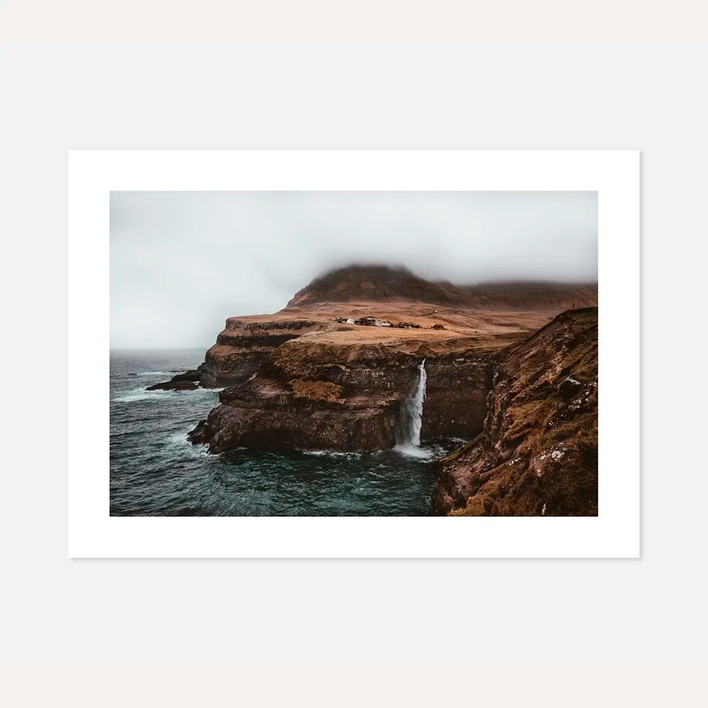 coastal cliff waterfall poster ocean landscape wall art