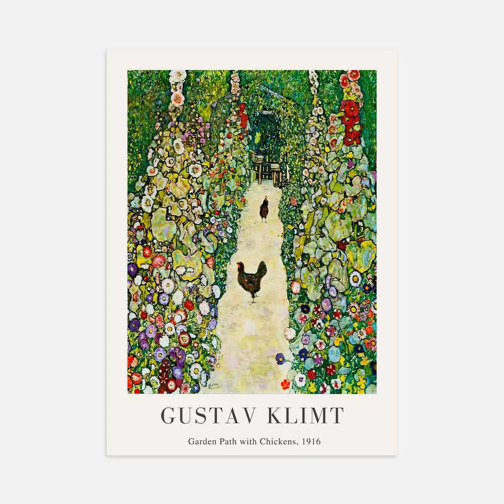 Gustav Klimt Garden Path with Chickens Poster